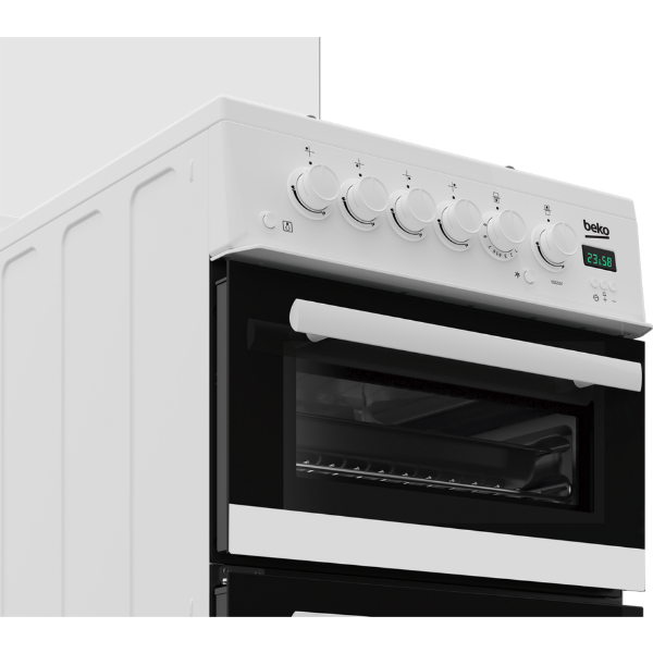 Beko EDG507W 50cm Twin Cavity Gas Cooker with Gas Hob - White_side