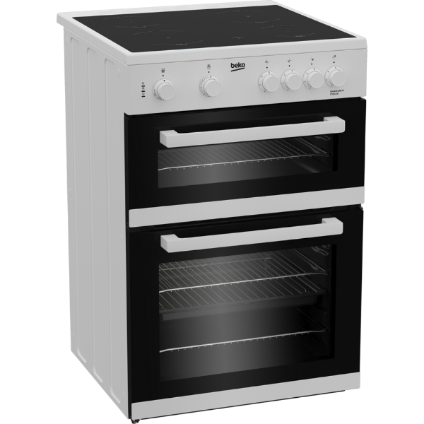 Beko ETC611W 60cm Twin Cavity Electric Cooker with Ceramic Hob - White_side