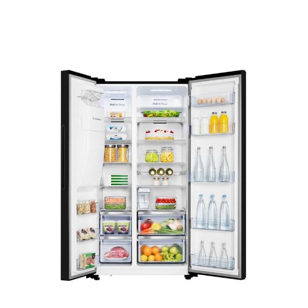 Hisense RS694N4TBE 91cm American Style Fridge Freezer - Black_open