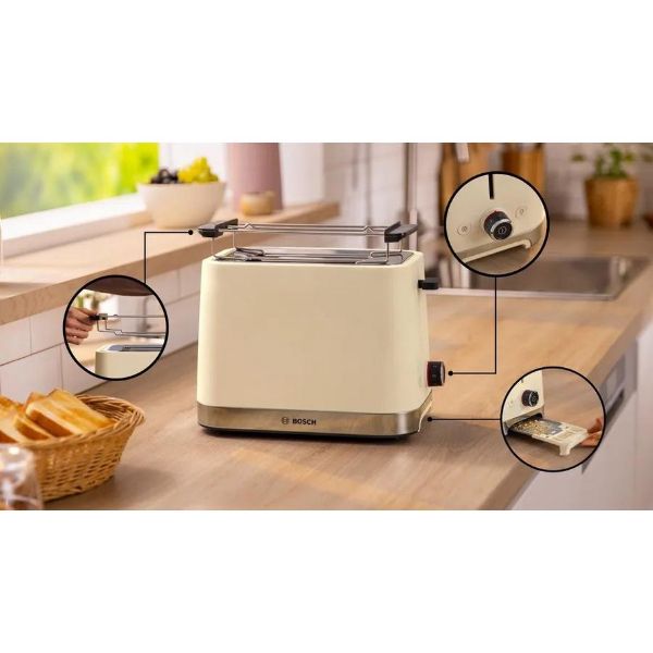 Bosch TAT4M227GB 2 Slice Toaster - Cream_zoom