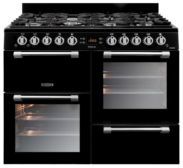Picture of Leisure CK100F232K Cookmaster 100cm Dual Fuel Range Cooker with Seven Gas Burners in Black