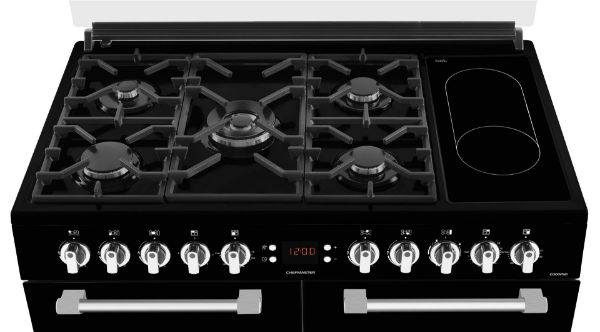 Picture of Leisure CC100F521K Chefmaster 100cm Dual Fuel Range Cooker with Glass Top Lid in Black