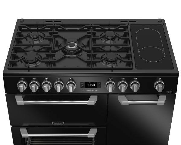 Picture of Leisure PR100F530K Cuisinemaster Pro 100cm Dual Fuel Range Cooker with Three Ovens in Black