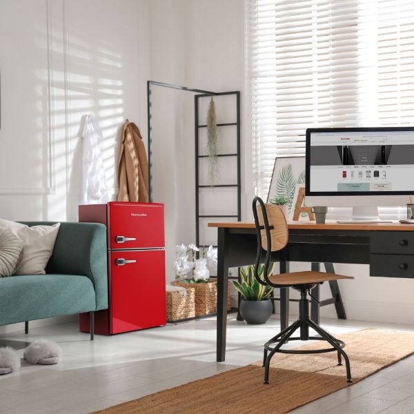 Montpellier MAB2035ER Undercounter Retro Fridge Freezer in Red_room view