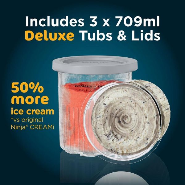 Ninja NC501UK Deluxe 10-in-1 Ice Cream and Frozen Drink Maker - Black_tubs