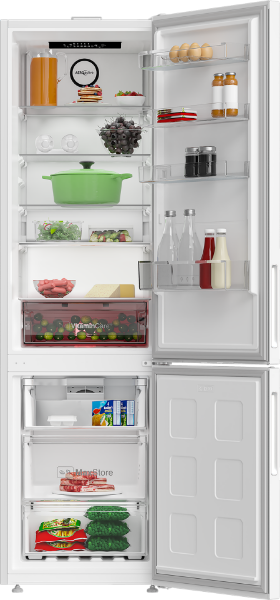 Blomberg KND24075V 59.5cm  Freestanding Total Frost Free Fridge Freezer in White_open