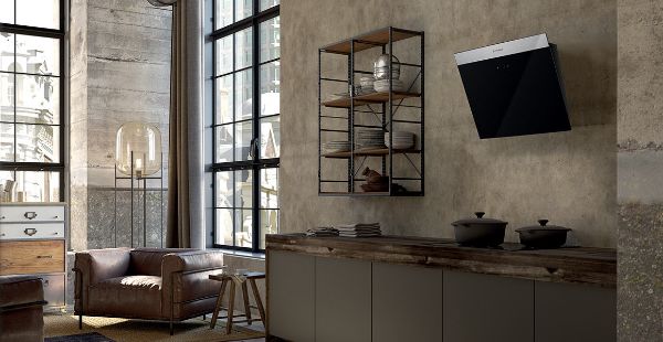Faber DAISY EG6 LED BK A80 80cm Angled Wall Mounted Cooker Hood_room view