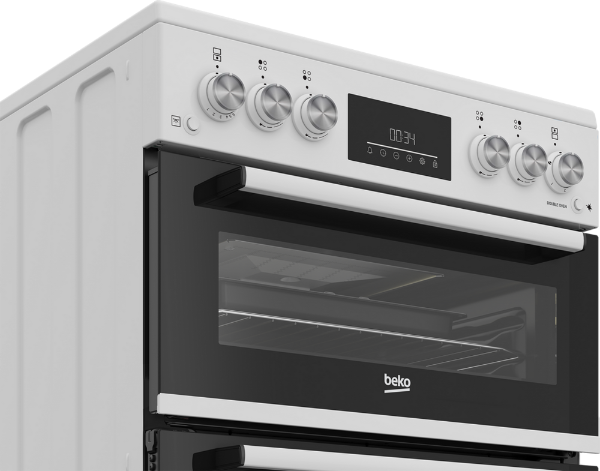 Beko EDG6231W 60cm Twin Cavity Gas Cooker with Enamel Hob - White_controls