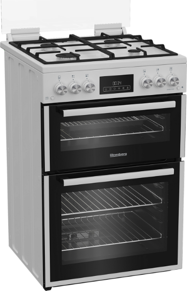 Blomberg GGRN655W 60cm Double Oven Gas Cooker with Gas Hob - White_angled view