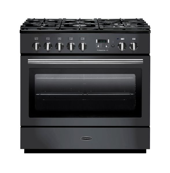 Rangemaster 123260 Professional+ FX 90 Dual Fuel Range Cooker in Slate with Chrome Trim - PROP90FXDFFSL/C