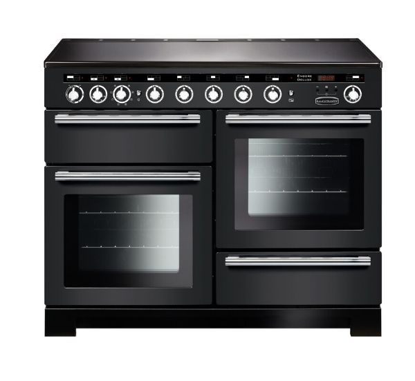 Rangemaster 127680 Encore Deluxe 110 Dual Fuel Range Cooker in Charcoal Black with Chrome Trim - EDL110EICB/C