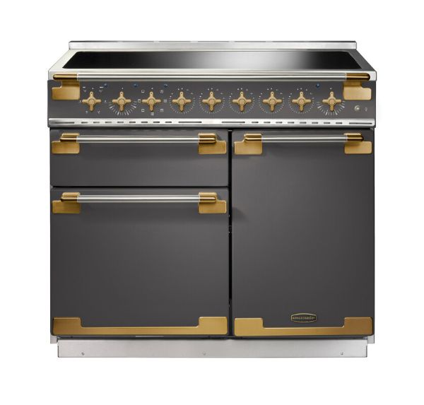 Rangemaster 135270 Elise Luxe 100 Induction Range Cooker in Slate with Antique Brass Trim - ELS100EISL/AB