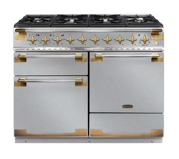 Rangemaster 135330 Elise Luxe 110 Dual Fuel Range Cooker in Stainless Steel with Antique Brass Trim - ELS110DFFSS/AB