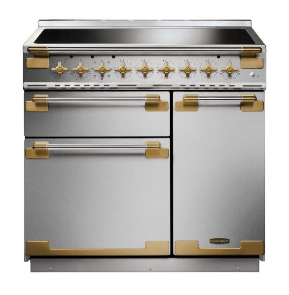 Rangemaster 135350 Elise Luxe 90 Induction Range Cooker in Stainless Steel with Antique Brass Trim - ELS90EISS/AB