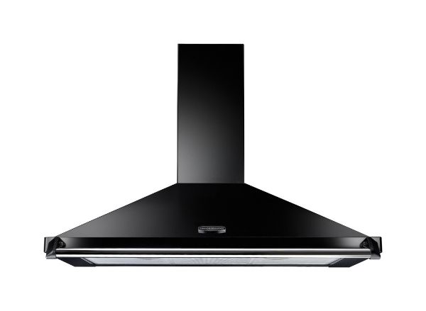 Rangemaster 89280 110cm Classic Chimney Cooker Hood in Black with Chrome Rail - CLAHDC110BC/