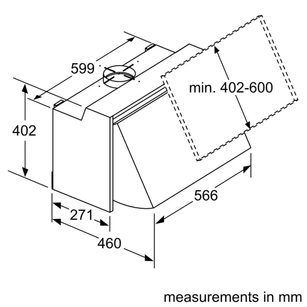 Neff D64MAC1X0B Integrated Cooker Hood in Silver_measurements2