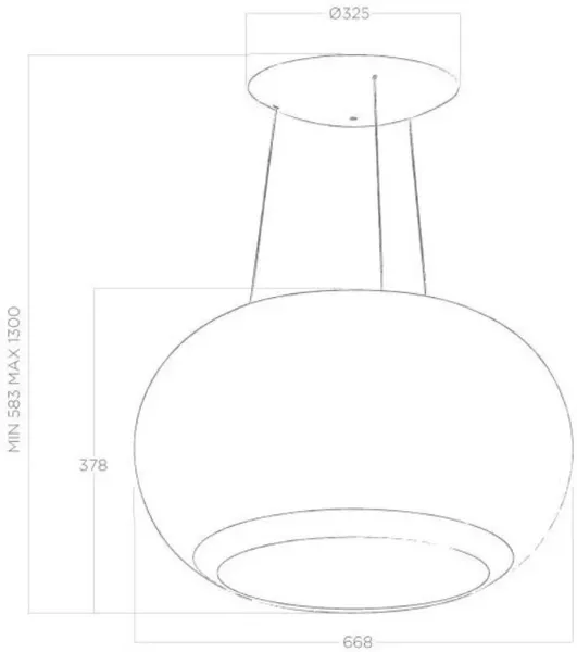 Elica INTERSTELLAR-B Interstellar 90cm Ceiling Cooker Hood in Black Crystal_dimensions