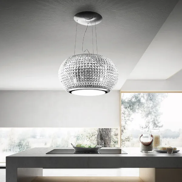 Elica INTERSTELLAR-C Interstellar 90cm Ceiling Cooker Hood in Clear Crystal_room view