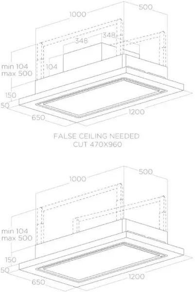 Elica LULL-AT-NAT-DO Lullaby 90cm Cooker Hood in Natural Wood - Duct Out_dimensions
