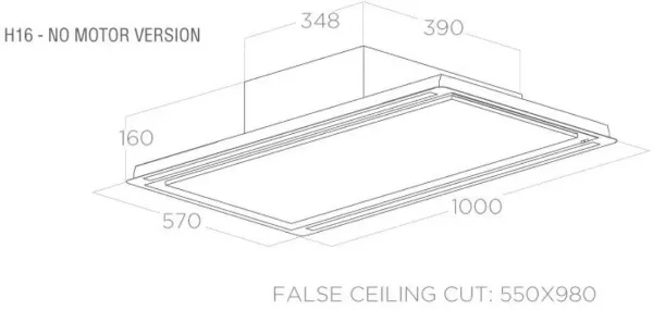Elica HILIGHT-GLS-16 HiLight 16cm High White Glass Cooker Hood_dimensions