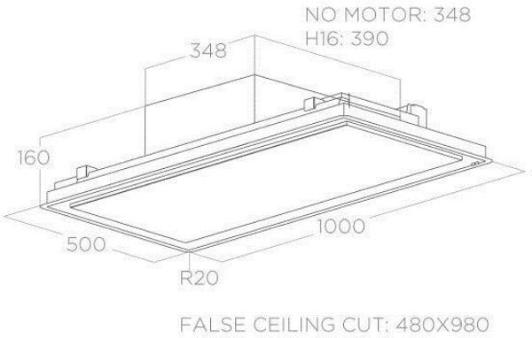 Elica ILLUS-PLS-16-BK Illusion Plus 16cm Cooker Hood in Black_dimensions
