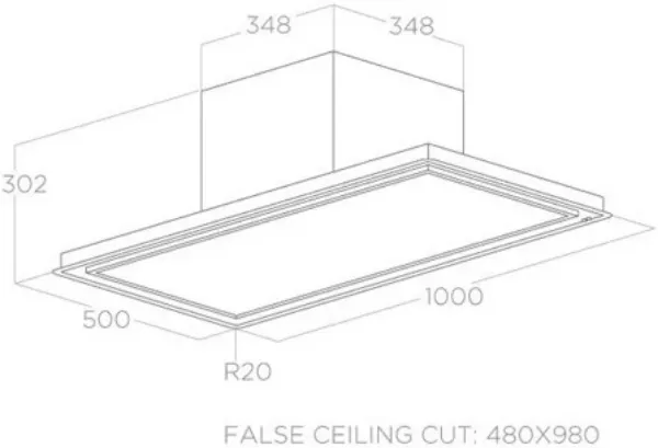 Elica SKYDOME-PLUS-30 Skydome Plus 30cm Ceiling Cooker Hood_dimensions