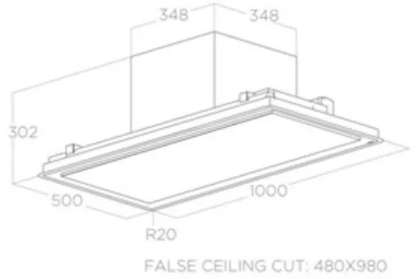 Elica ILLUS-PLS-30-WH Illusion Plus 30cm Cooker Hood in White_dimensions