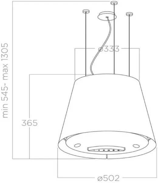 Elica EASY-UX-WH 50cm Wide Ceiling Mounted Hood in White_dimensions