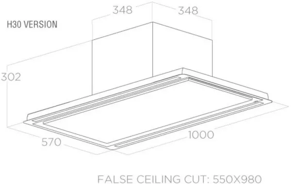 Elica HILIGHT-X-30-WH HiLight 100cm Wide Cooker Hood in White Lacquered Steel_dimensions