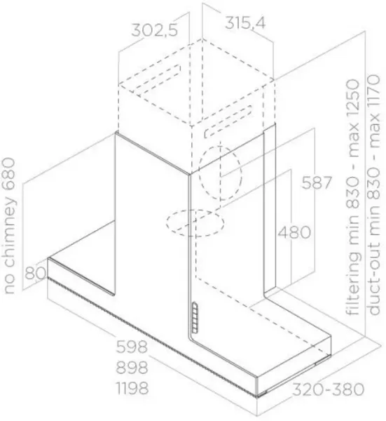 Elica HAIKU-120-SS Haiku 120cm Cooker Hood in Stainless Steel_dimensions