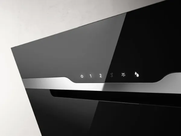 Elica MAJ-ND-BLK-60 Majestic 60cm Wall-Mounted Angled Cooker Hood in Black - No Drip_controls