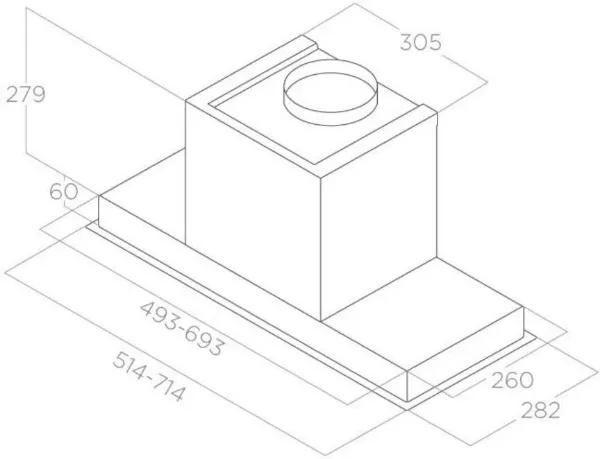 Elica SLEEK2.0-WH-60 Sleek 2.0 60cm Integrated Cooker Hood in White Glass_dimensions