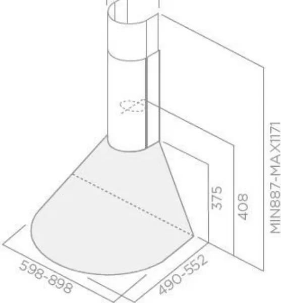 Elica TONDA-90 Tonda 90cm Chimney Hood in Stainless Steel_dimensions