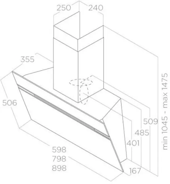 Elica Ascent-WH-80 80cm Vertical Hood In White_dimensions