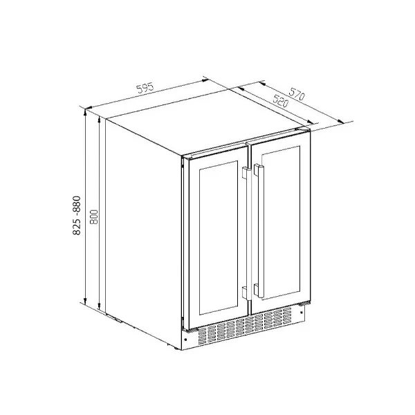 CDA CFWC624BL 60cm Freestanding Undercounter Double Door Wine Cooler_dimensions