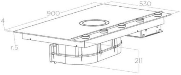 Elica NT-UNPLUG-SS-RC NikolaTesla UNPLUGGED 90cm Induction Hob in Stainless Steel - Recirculating_dimensions