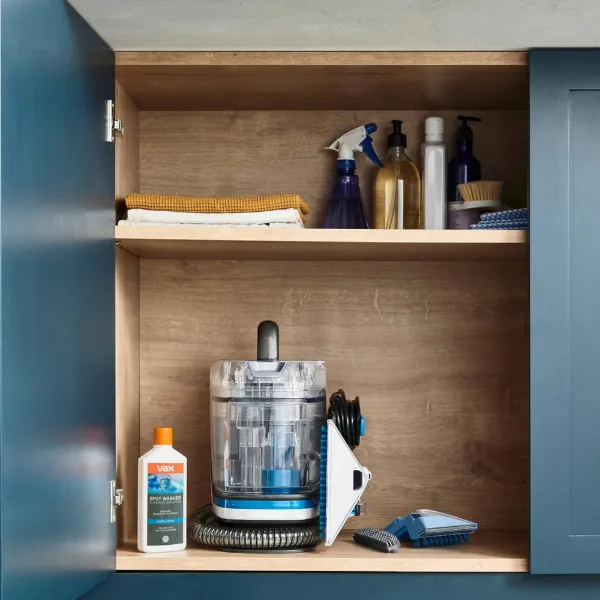 Vax CDSW-MPXPKIT Spotwash Home Duo Carpet Washer with extra 1.5l Spotwash Antibacterial Solution - Blue_cupboard