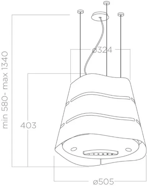 Elica WAVE-UX-SS Wave UX (Flow) 51cm Ceiling Mounted Cooker Hood in Stainless Steel_dimensions