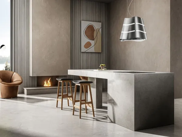Elica WAVE-UX-SS Wave UX (Flow) 51cm Ceiling Mounted Cooker Hood in Stainless Steel_kitchen view