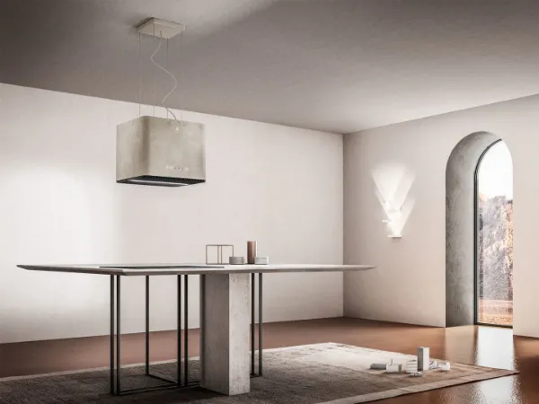 Elica PIX-CC 40cm Wide Ceiling Mounted Cooker Hood in Concrete_kitchen view