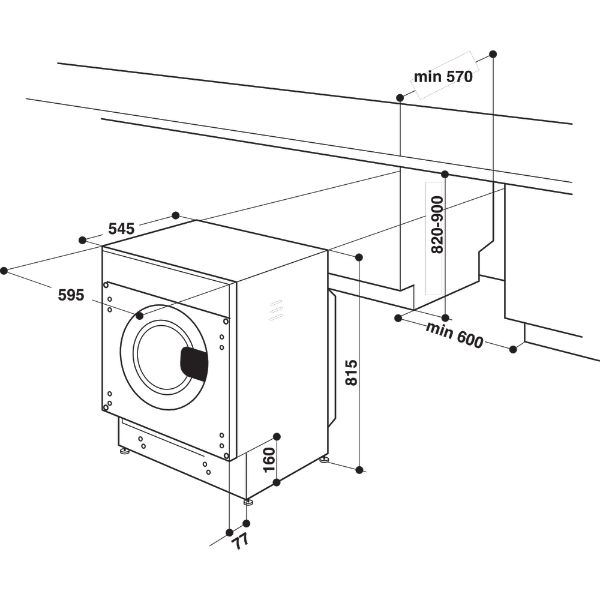 Hotpoint BI WMHG 81485 UK 8kg 1400 Spin Integrated Washing Machine_dimensions
