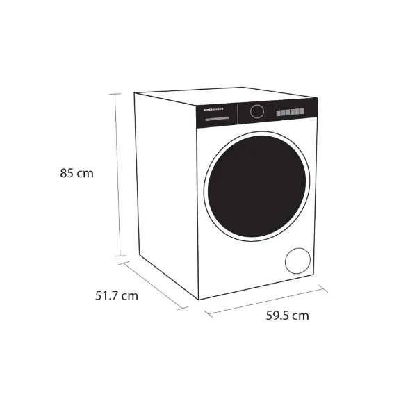 Schonhaus WMSF01814AW 8kg 1400 Spin Washing Machine - White_dimensions