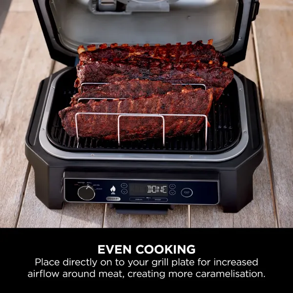 Ninja XSKOGXLRBRKEU Woodfire XL Electric BBQ Rib Rack - Silver_even cooking