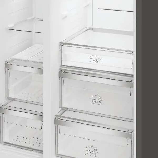 Hotpoint HPG2 6583W XP4UK American Style Fridge Freezer with Dual No Frost and FreshShield - Silver_drawers