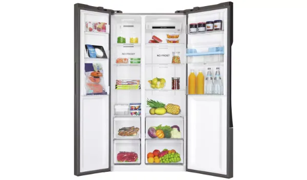 Haier HSR3918EWPG American Style Freestanding Fridge Freezer with Water Dispenser_interior full