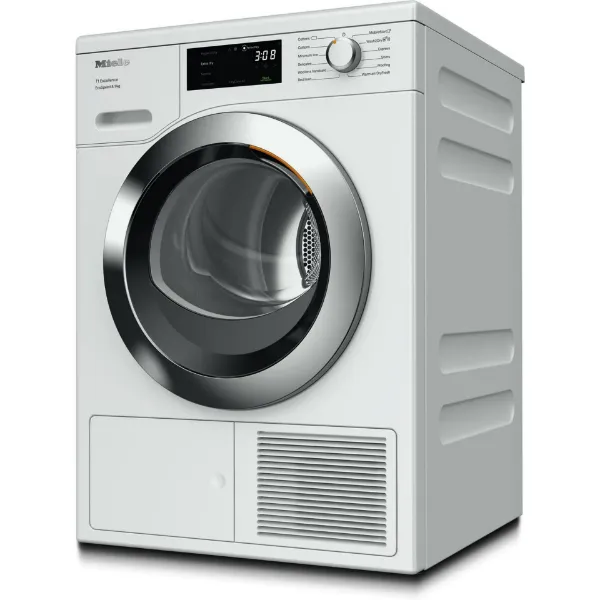 Miele TEH785 WP 9kg Heat Pump Tumble Dryer - White_angled view