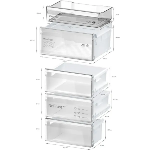 Bosch KGN392LAGG 60cm 60/40 Total No Frost Fridge Freezer - Stainless Steel Look_shelves
