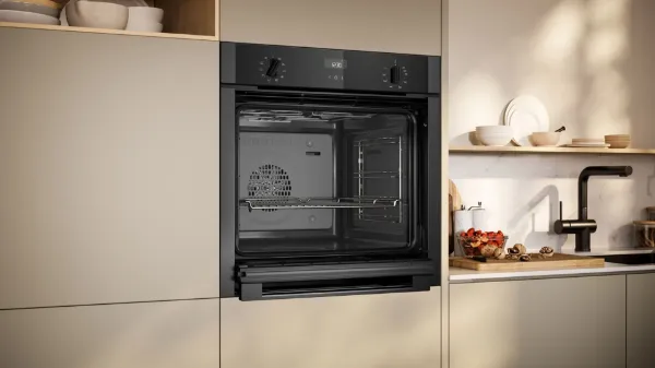 Neff B3ACE4AG3B 59.4cm Built In Electric Single Oven - Graphite Grey_open door