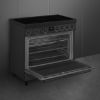 Smeg C9IMN2 90cm Symphony Classic Single Cavity Induction Range Cooker in matte black _ open oven side view