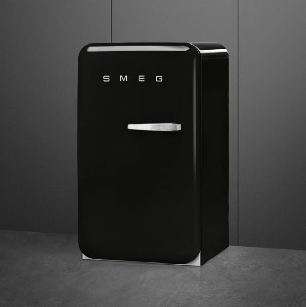 Smeg FAB10LBL6 55cm 50s Style Fridge with Icebox Left Hand Hinge In Black
